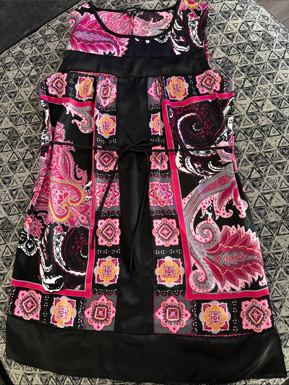 XOXO Pink and Black Paisley Dress
